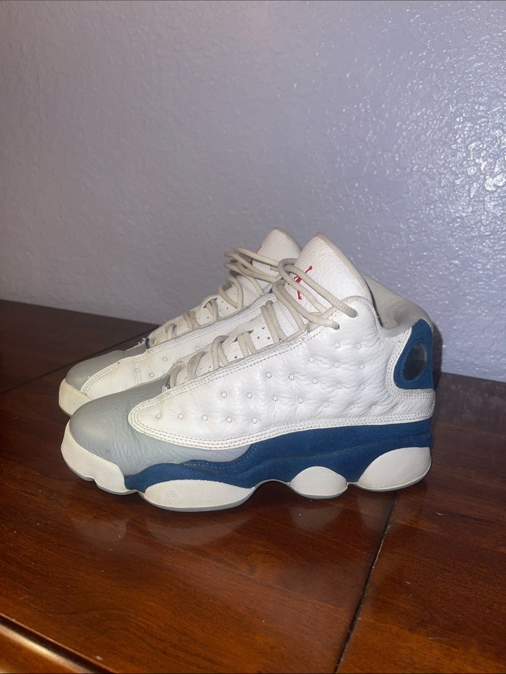 Jordan White, Light Gray & Navy Retro Basketball Shoes
